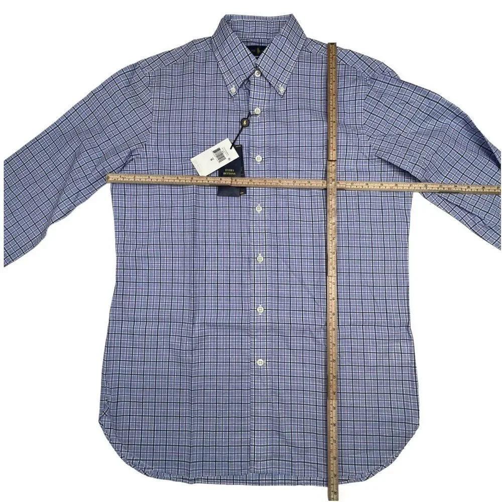 New Ralph Lauren US M Men Blue Shirt Cotton Long Sleeve Button Down Classic Fit - Picture 7 of 11